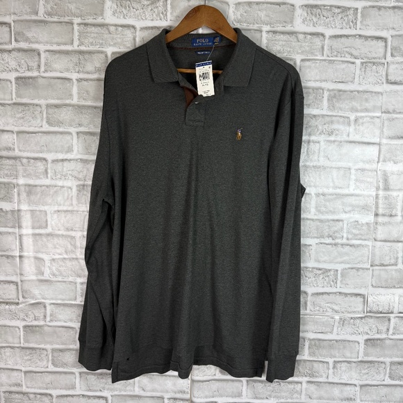 Polo Ralph Lauren Pima Soft Touch Bristol Gray Long Sleeve Collared Shirt Men XL - Picture 1 of 9